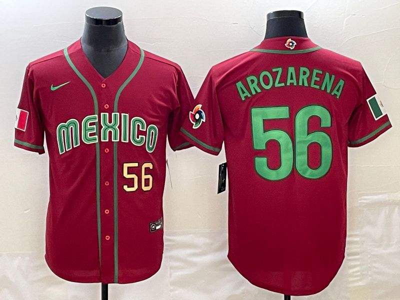 Men 2023 World Cub Mexico #56 Arozarena Red Nike MLB Jersey21->more jerseys->MLB Jersey